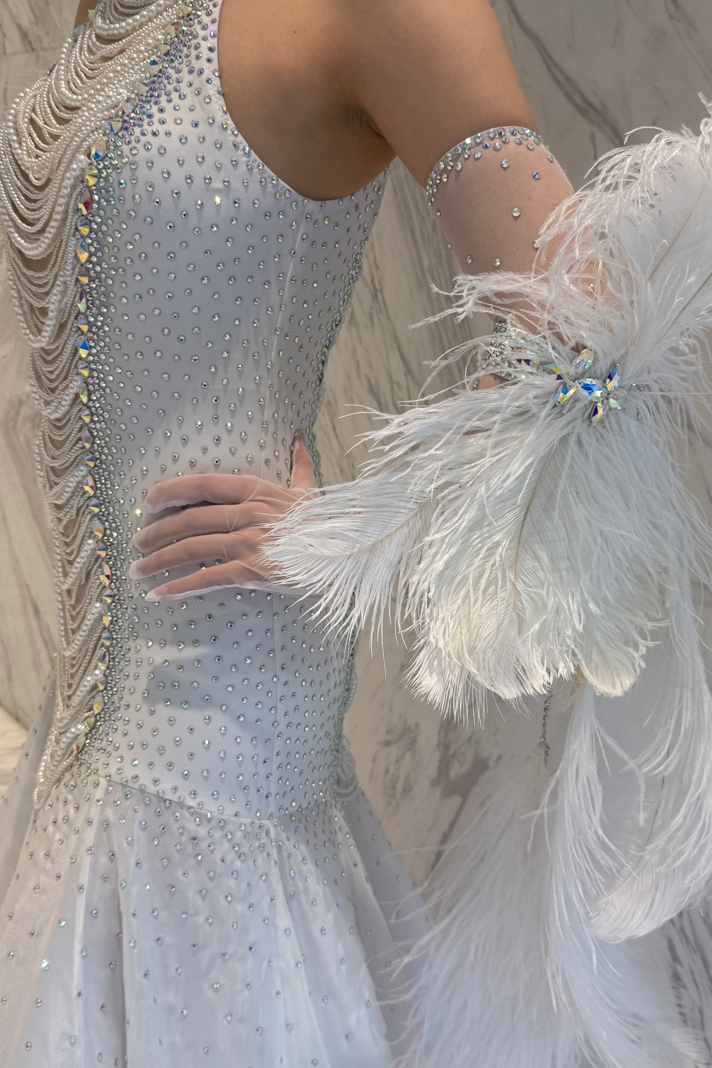 Pearl white exclusive competition dress