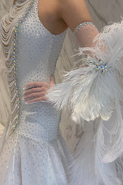 Pearl white exclusive competition dress