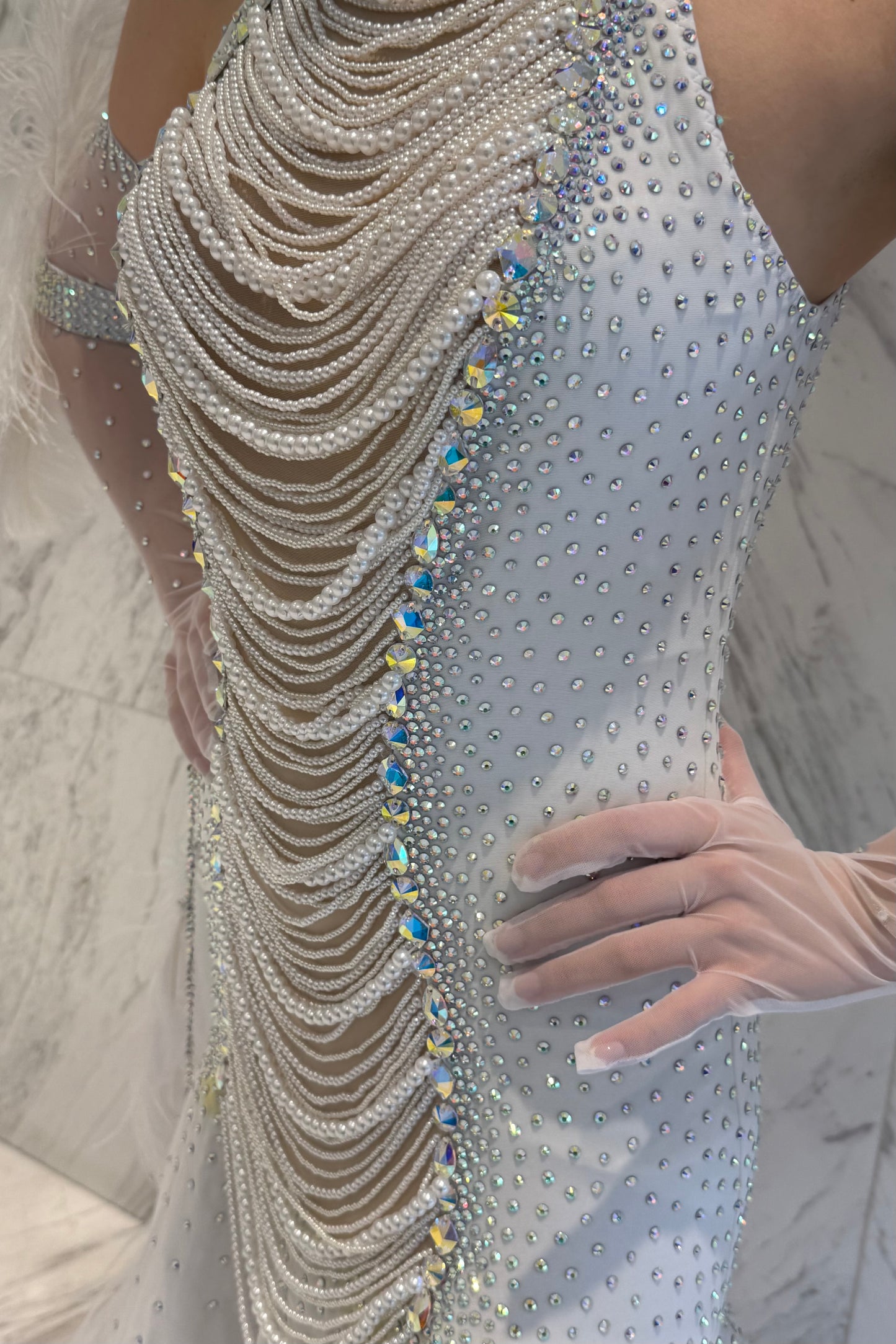 Pearl white exclusive competition dress