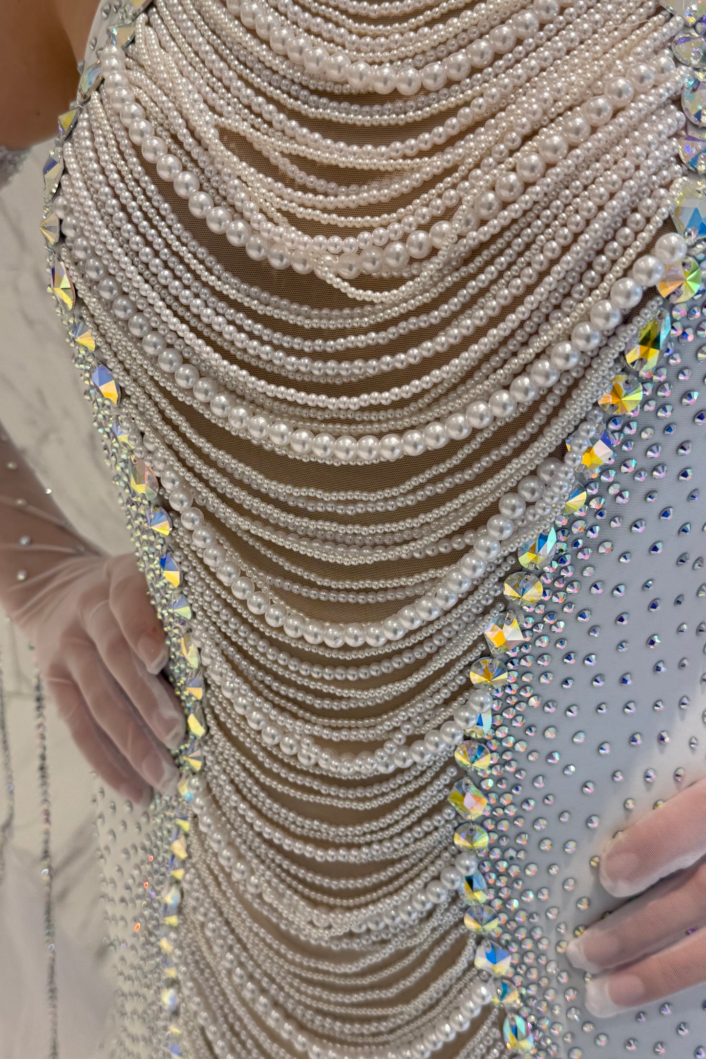 Pearl white exclusive competition dress