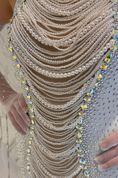 Pearl white exclusive competition dress