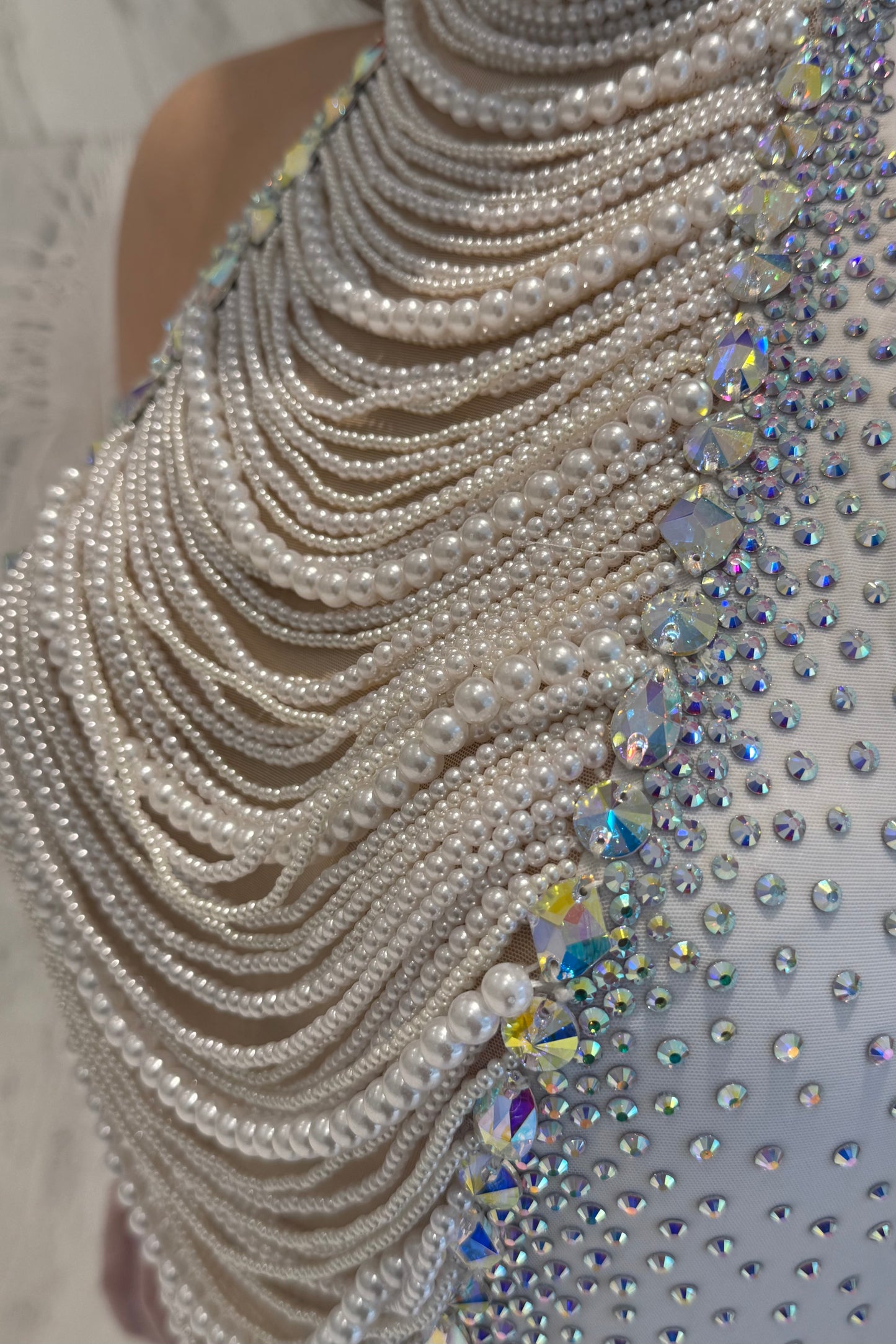 Pearl white exclusive competition dress
