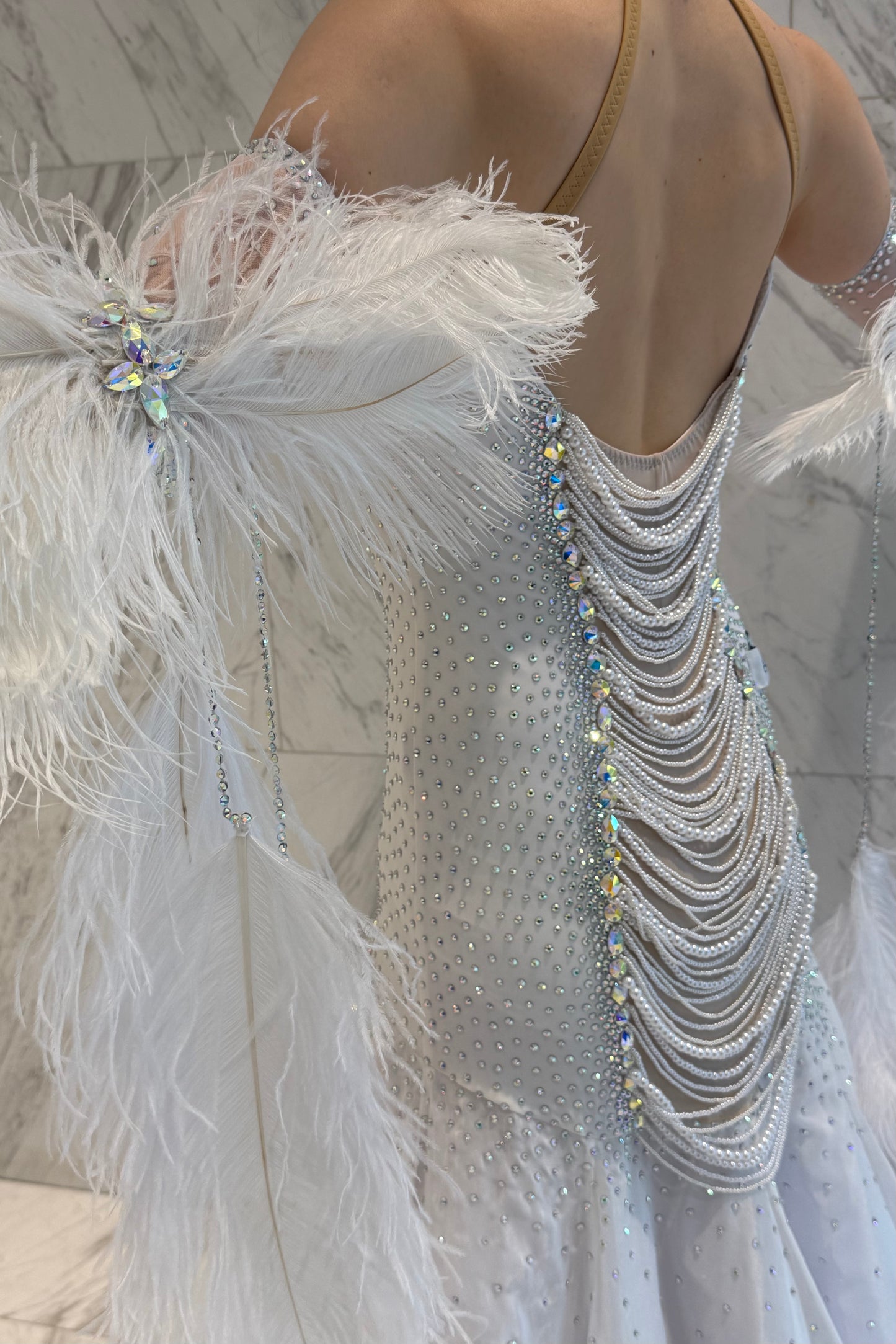 Pearl white exclusive competition dress