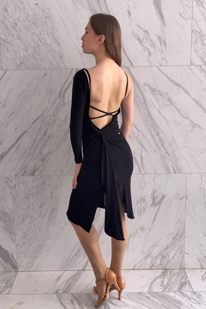 One sleeve straight skirt Latin dress