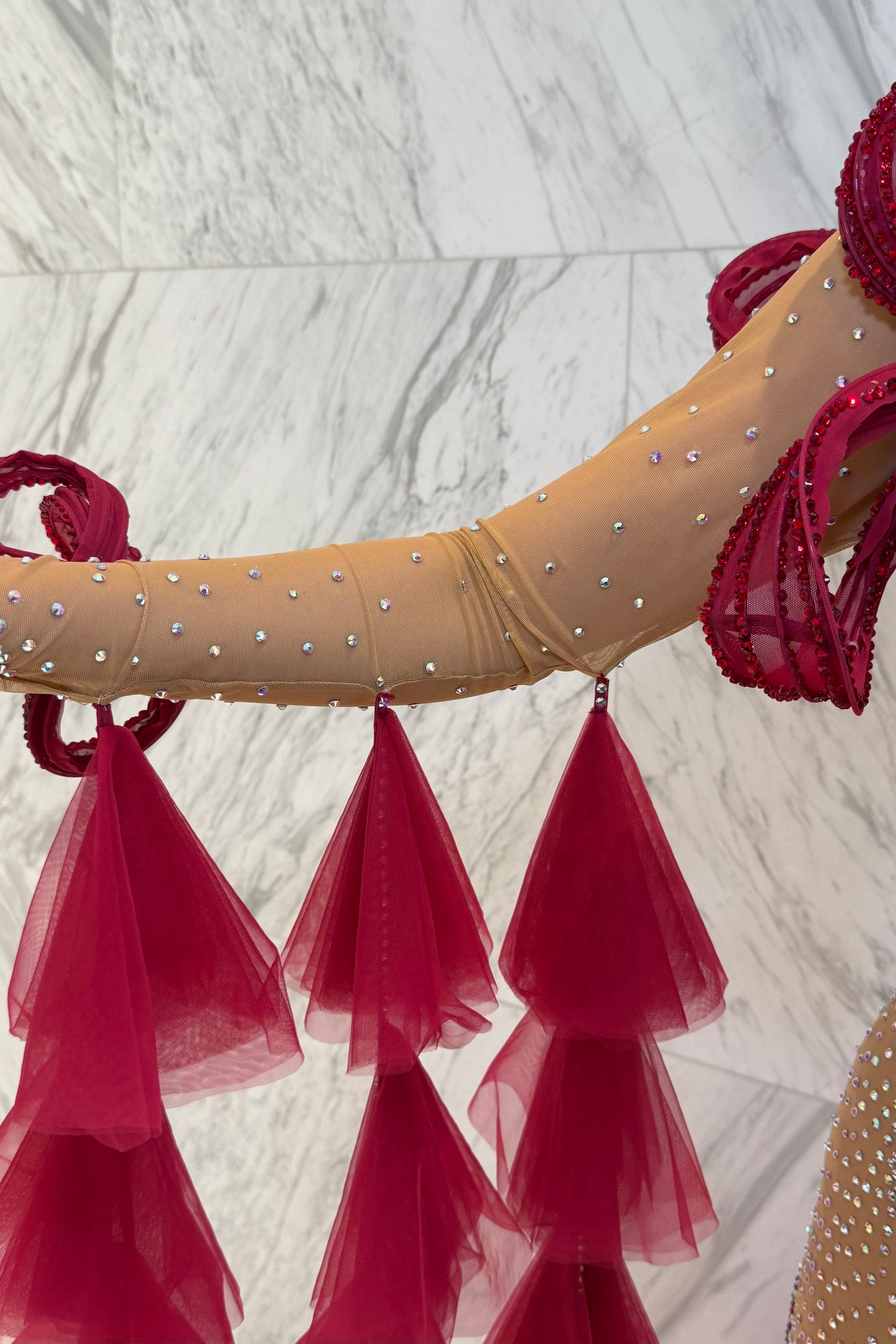 Red on skin color exclusive competition dress