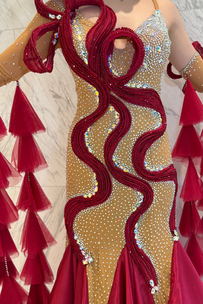 Red on skin color exclusive competition dress