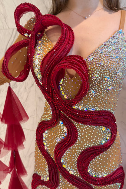 Red on skin color exclusive competition dress