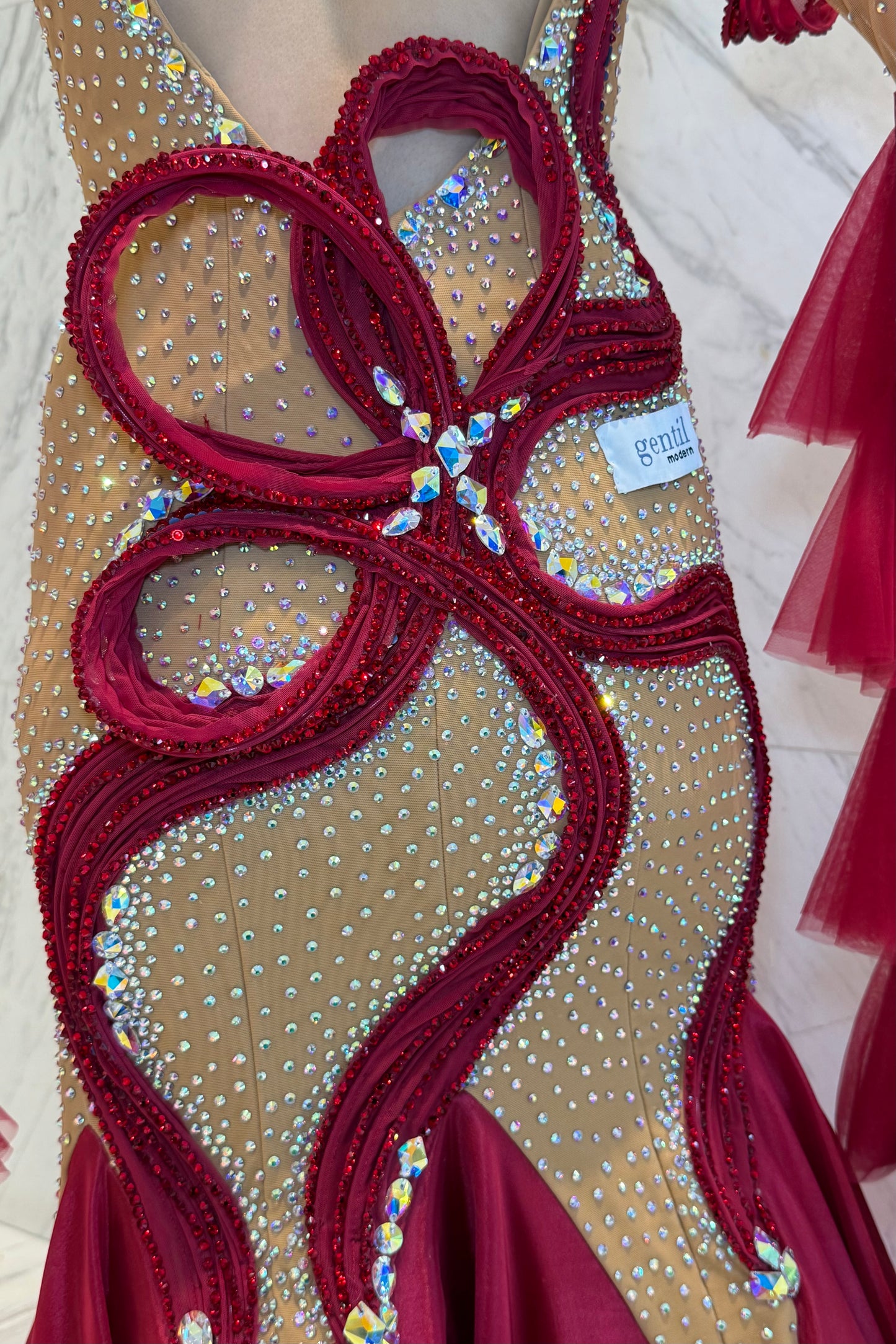 Red on skin color exclusive competition dress