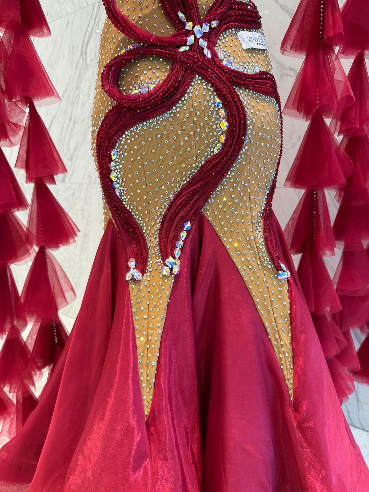Red on skin color exclusive competition dress