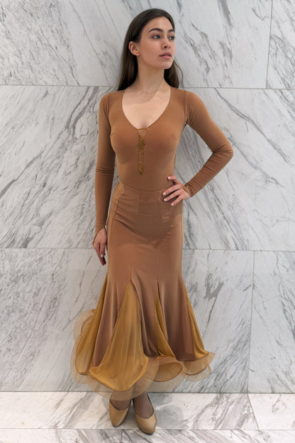 Mermaid ballroom skirt camel color