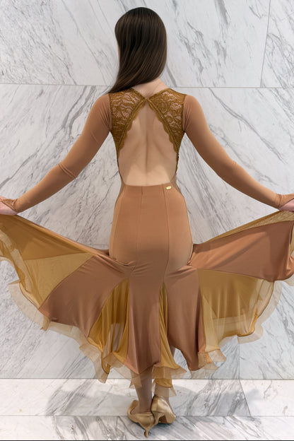 Mermaid ballroom skirt camel color