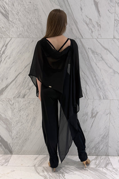 Black chiffon cape