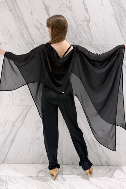 Black chiffon cape