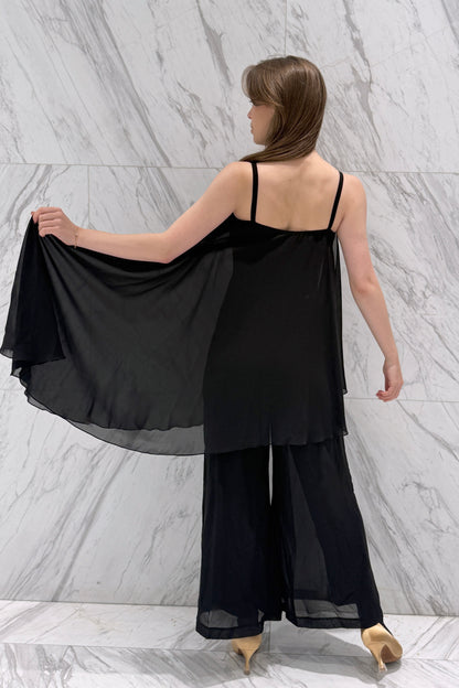 Jumpsuit with an asymmetrical top