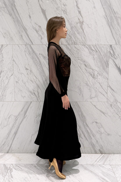 Black ballroom practice dress with lace top