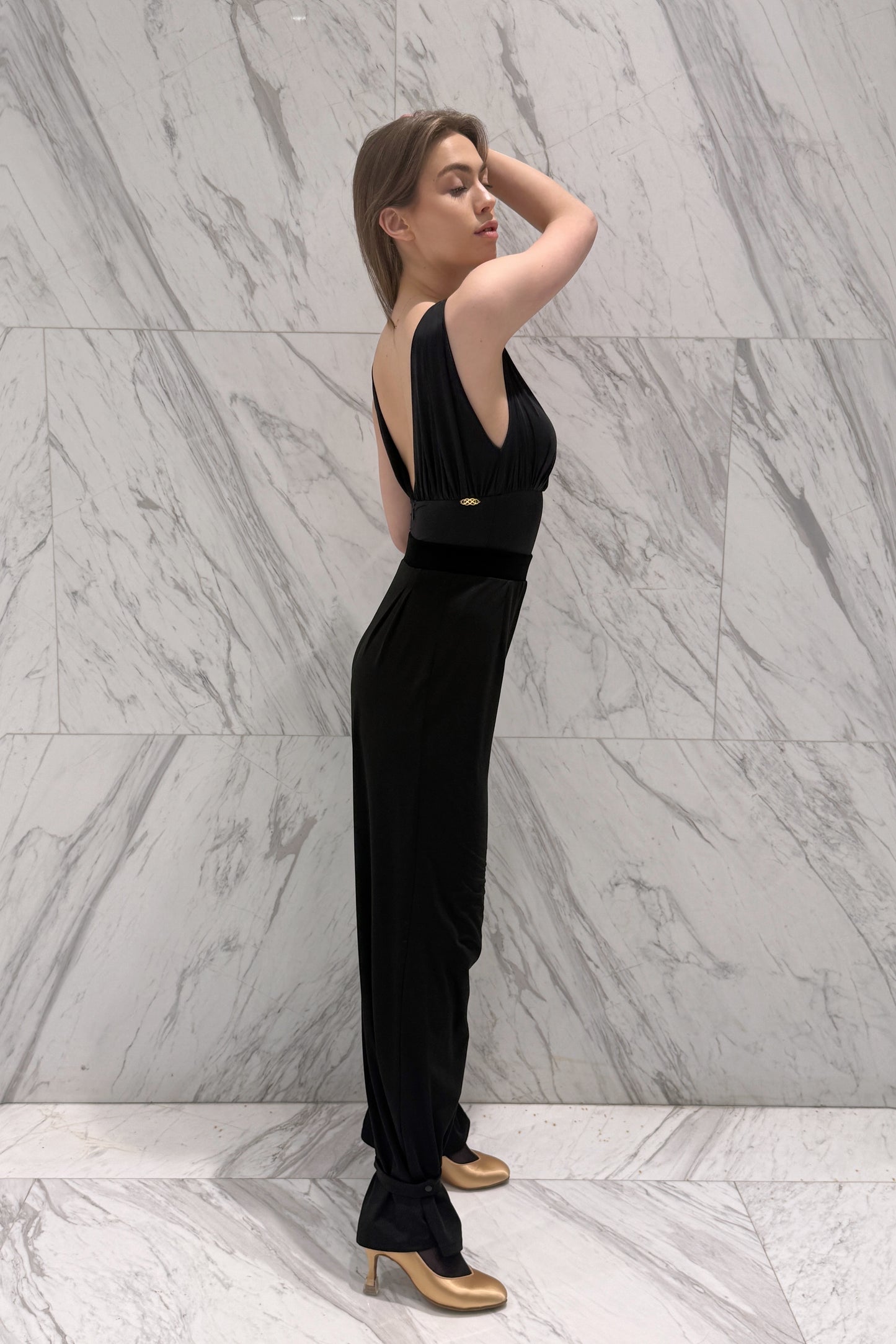 Collection 9    Black open back leotard