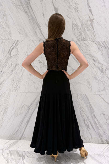 Black ballroom practice dress with lace