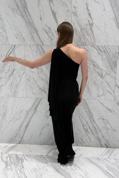 Black colour one shoulder leotard