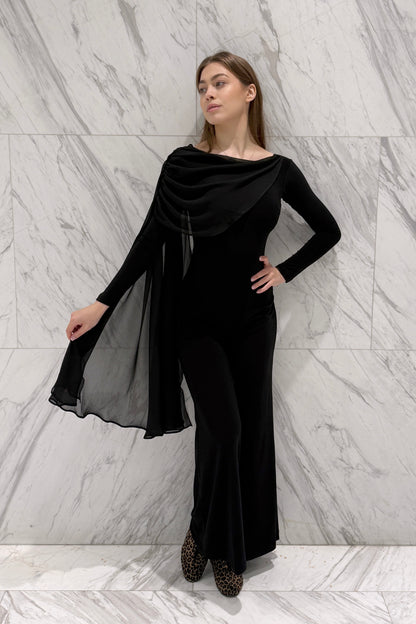 Biflex jumpsuit with chiffon wing