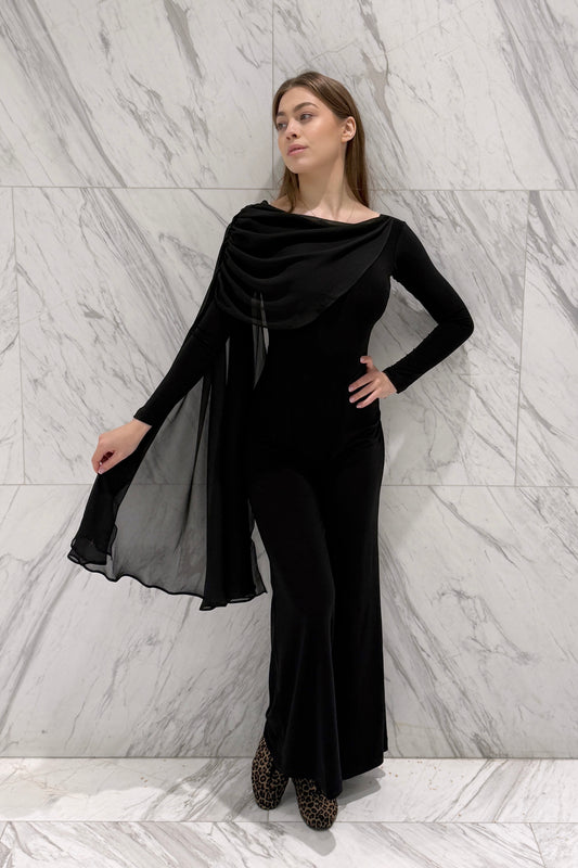 Biflex jumpsuit with chiffon wing