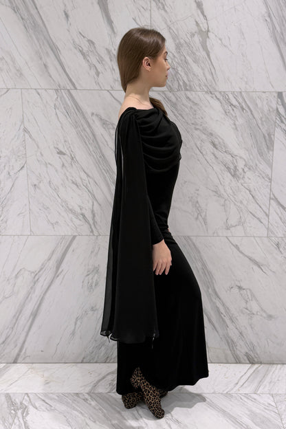 Biflex jumpsuit with chiffon wing