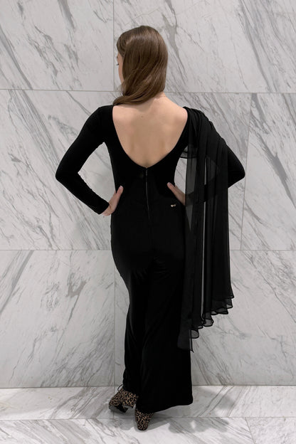 Biflex jumpsuit with chiffon wing