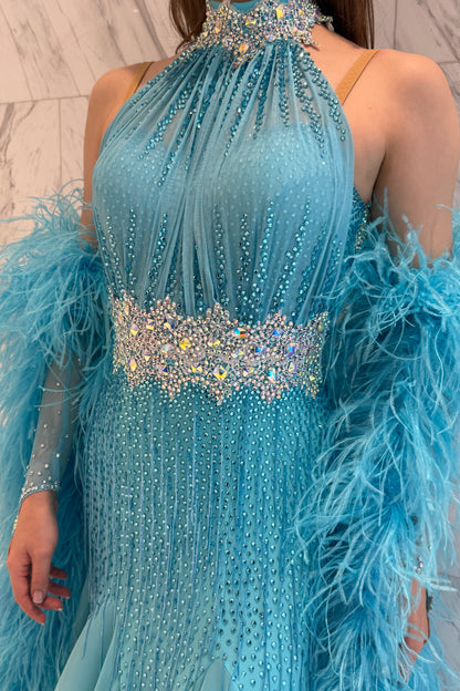 Blue color exclusive competition dress