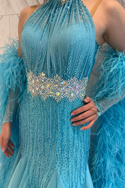 Blue color exclusive competition dress