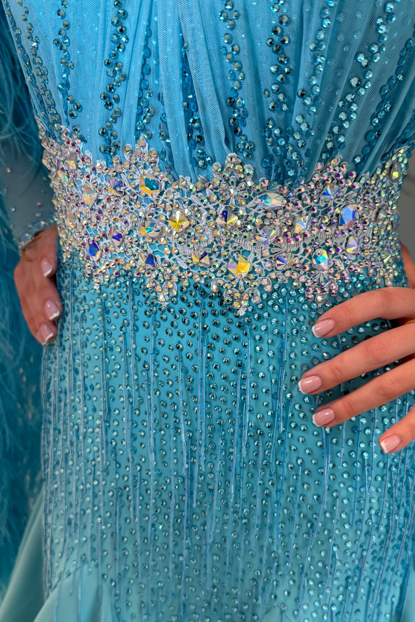 Blue color exclusive competition dress