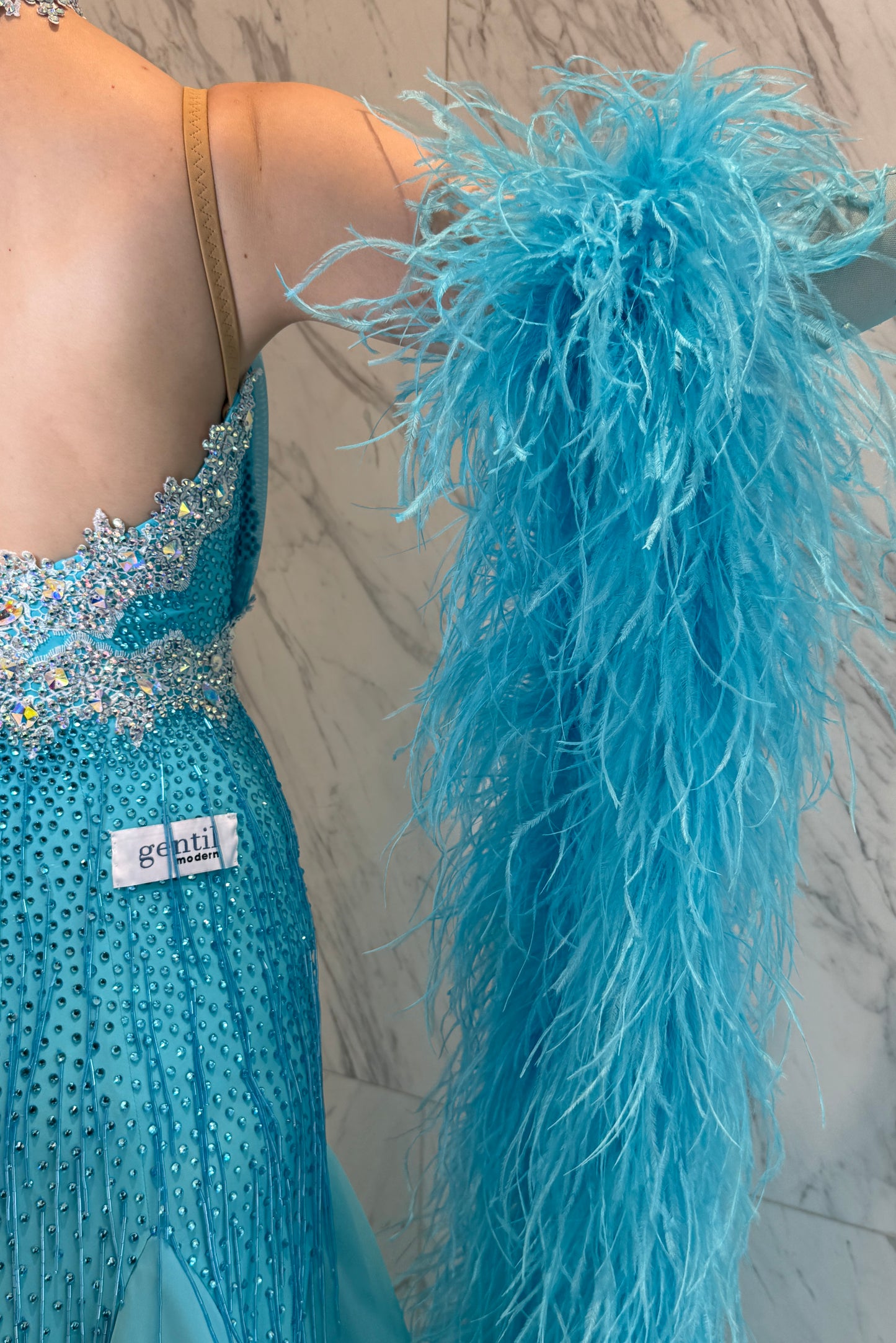 Blue color exclusive competition dress