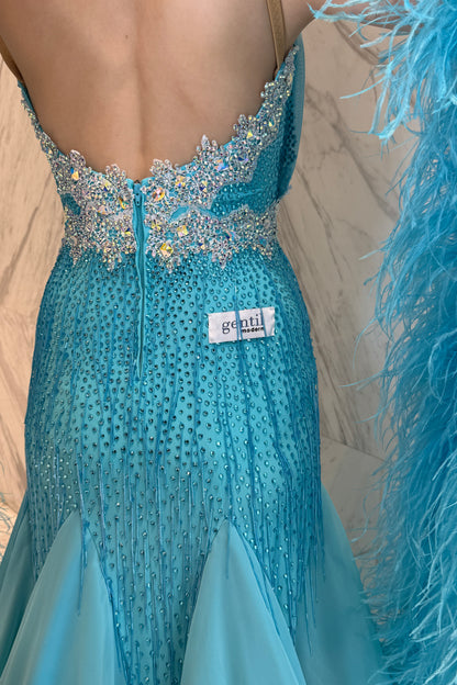 Blue color exclusive competition dress