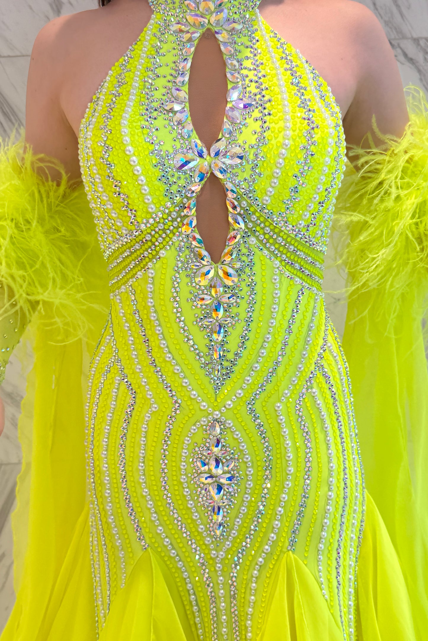 Lemon color exclusive competition dress