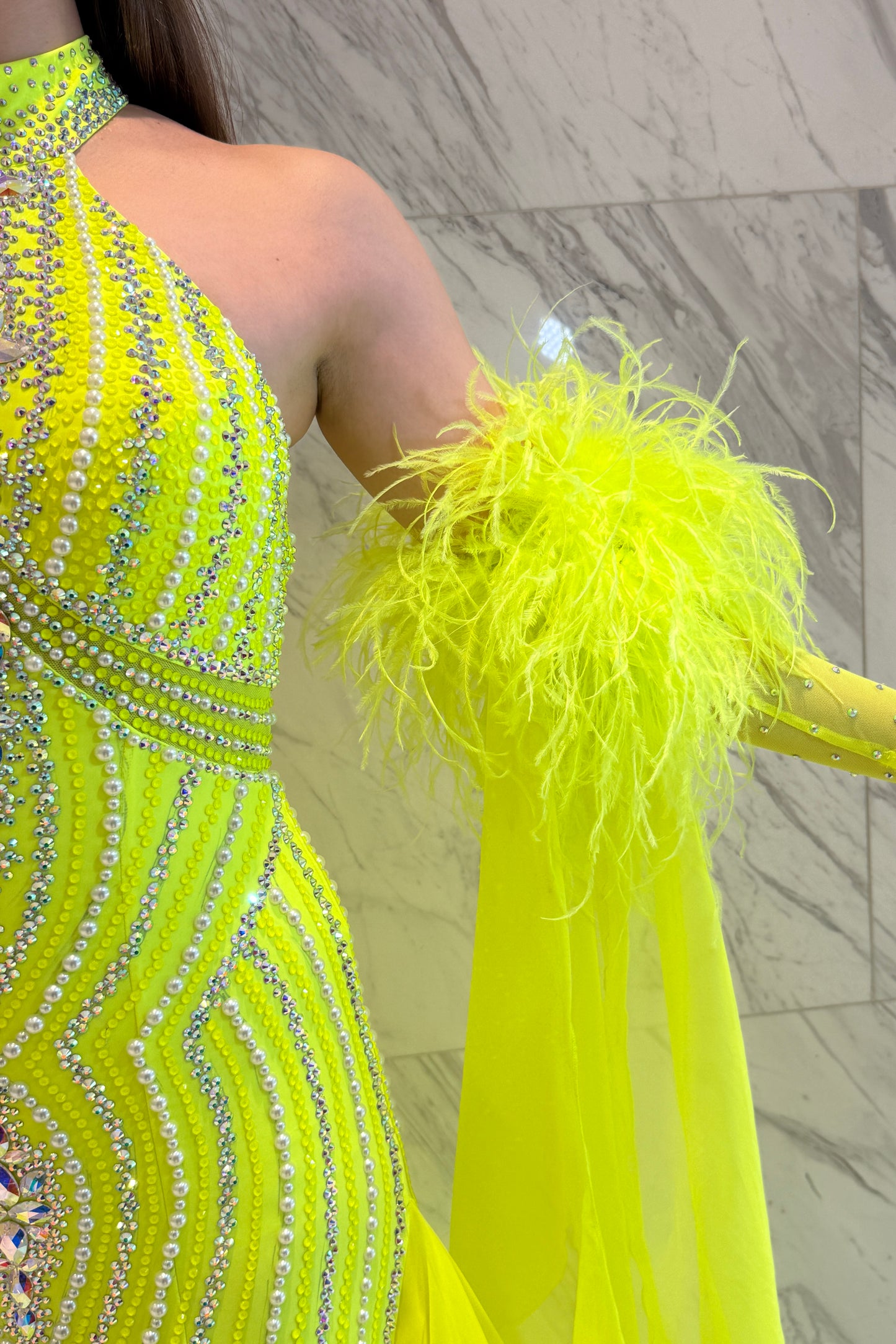 Lemon color exclusive competition dress