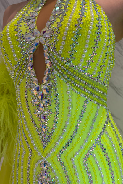 Lemon color exclusive competition dress