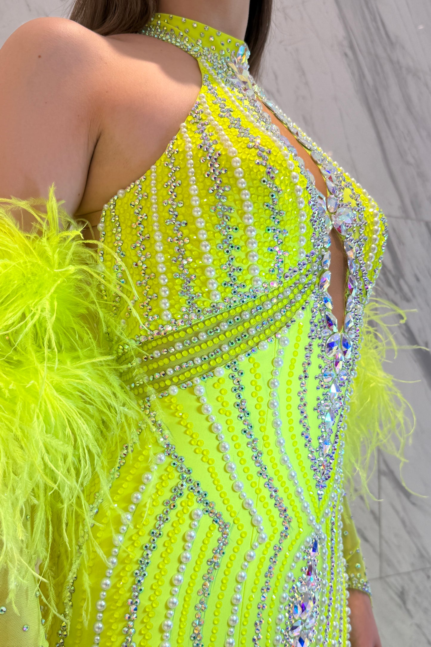 Lemon color exclusive competition dress