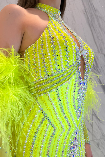 Lemon color exclusive competition dress
