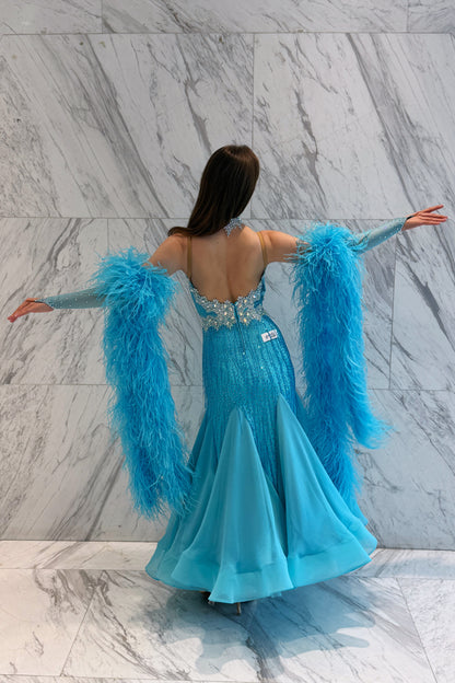 Blue color exclusive competition dress