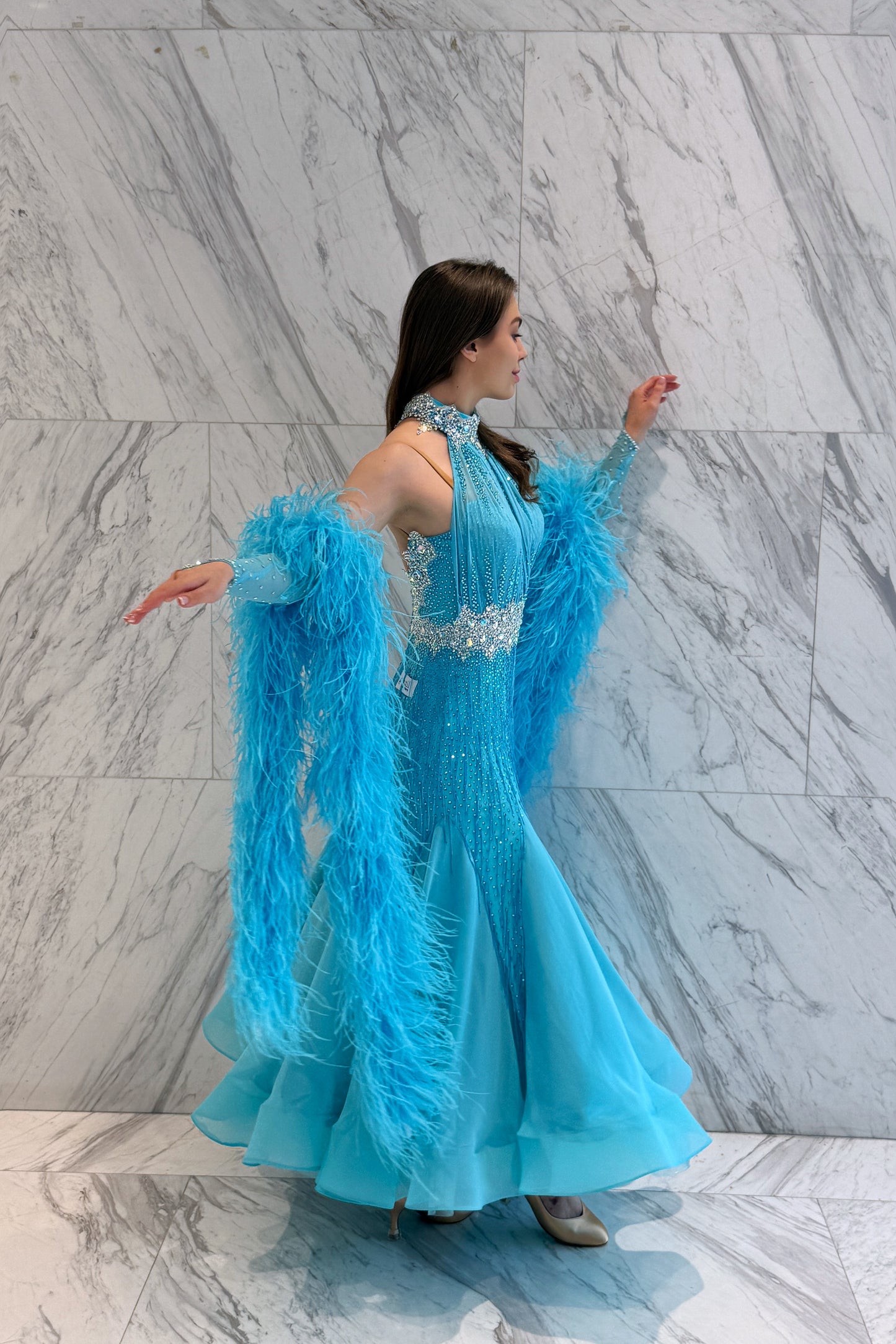 Blue color exclusive competition dress