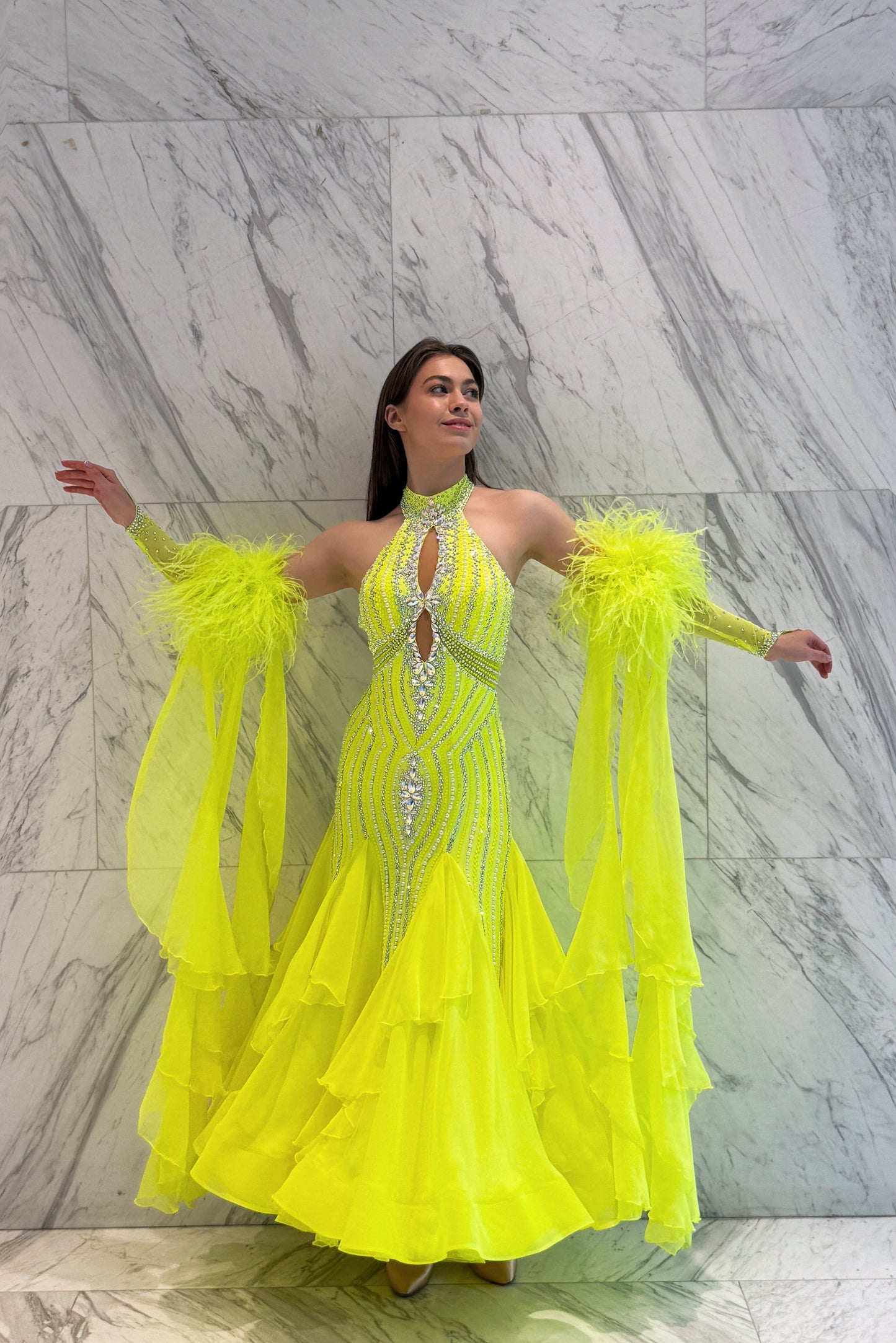 Lemon color exclusive competition dress