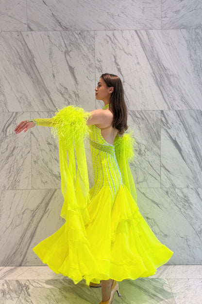 Lemon color exclusive competition dress