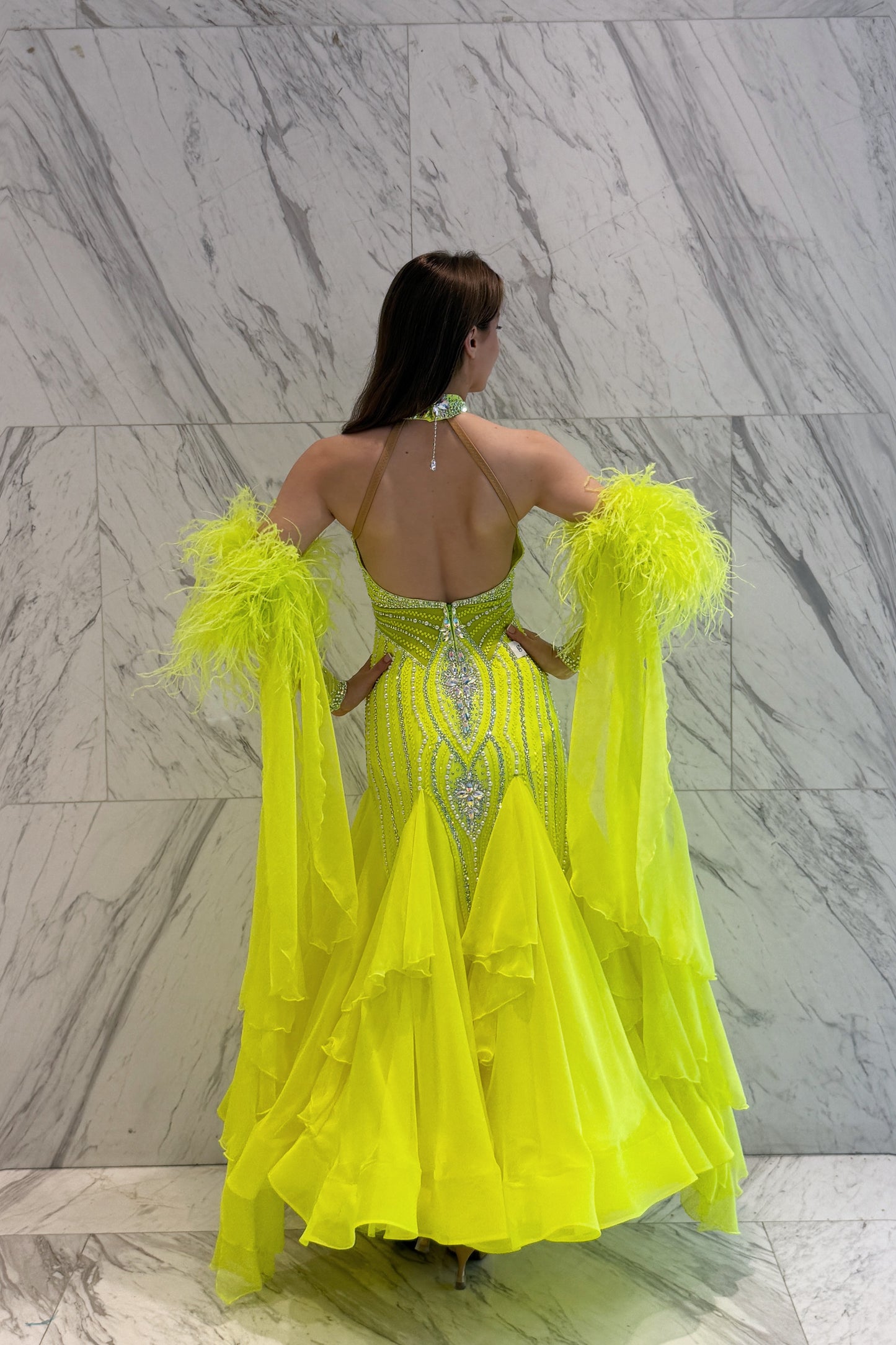 Lemon color exclusive competition dress