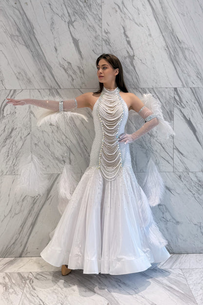 Pearl white exclusive competition dress