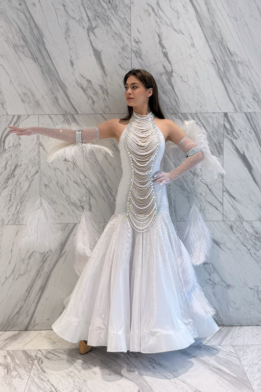 Pearl white exclusive competition dress