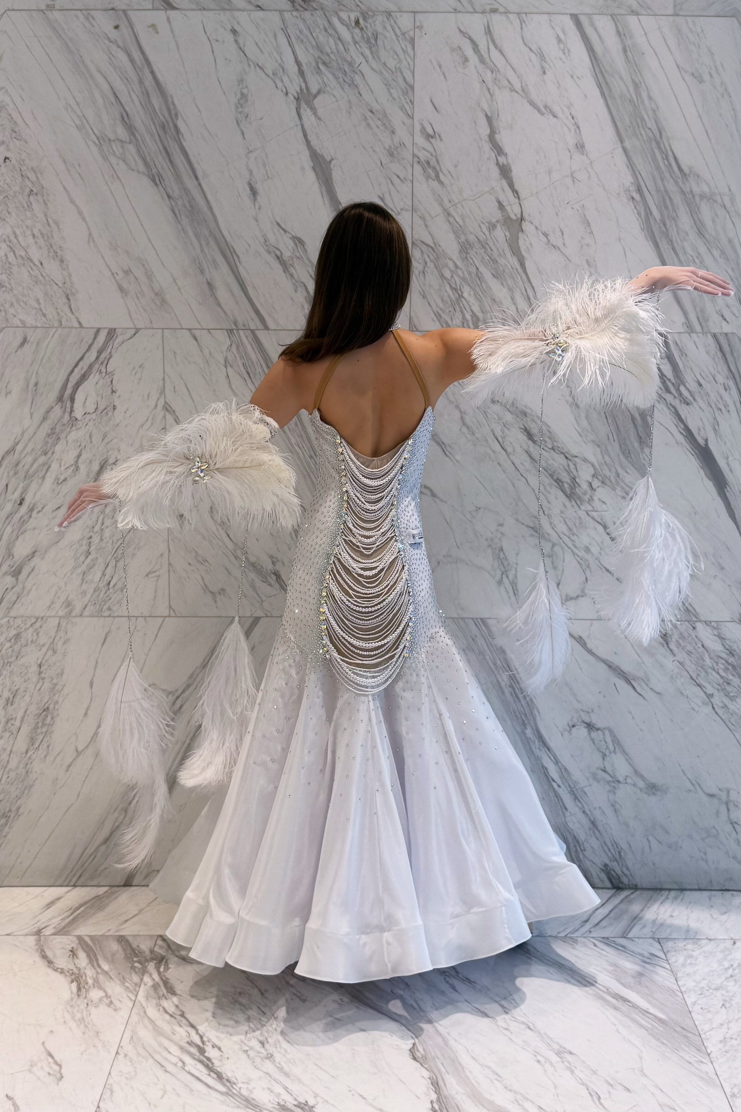 Pearl white exclusive competition dress