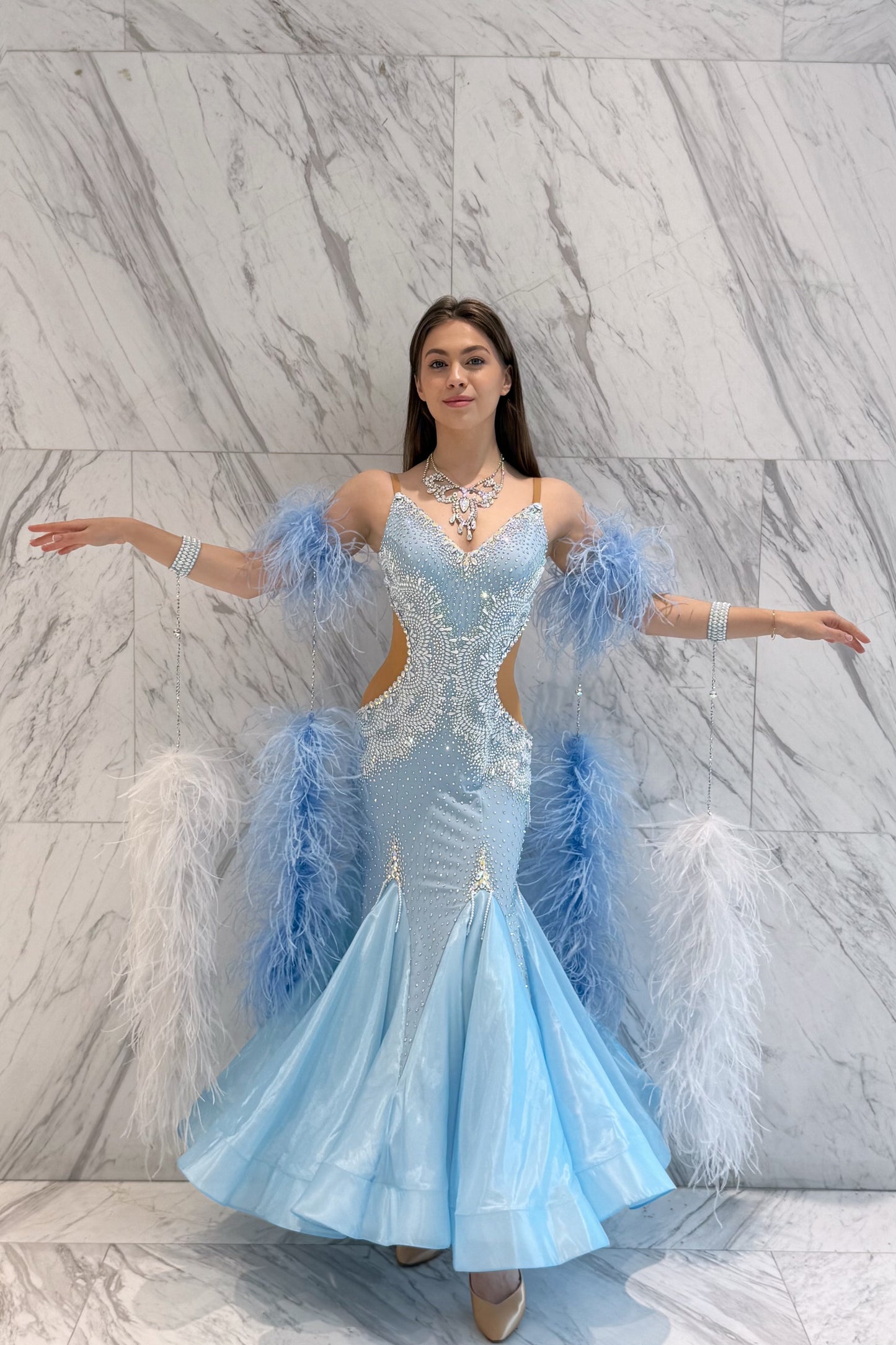 Pearl ice blue exclusive competition dress
