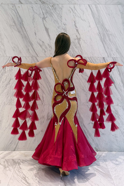 Red on skin color exclusive competition dress