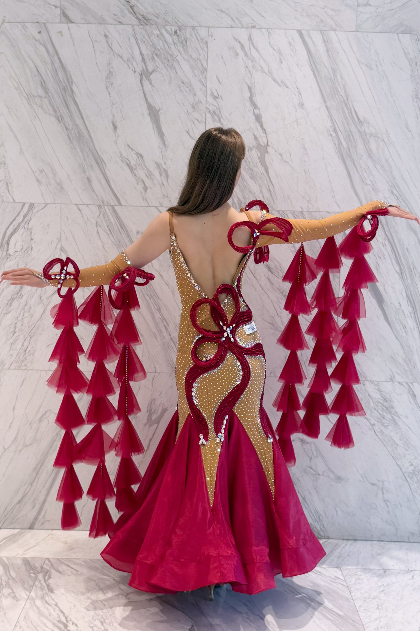 Red on skin color exclusive competition dress