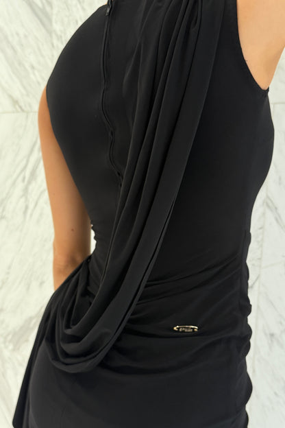 Black biflex dress with scarfs