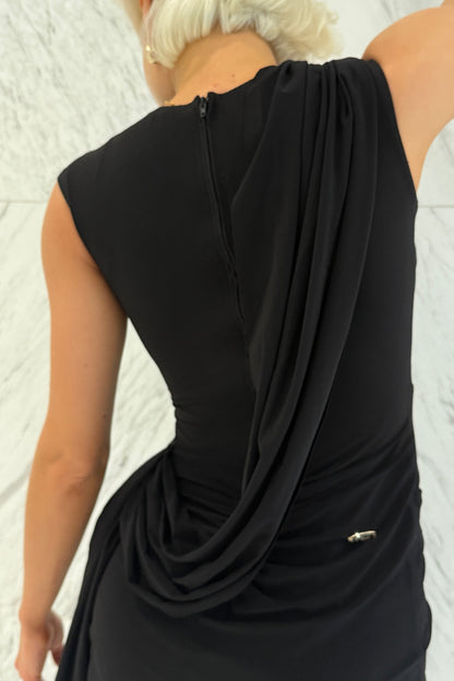 Black biflex dress with scarfs