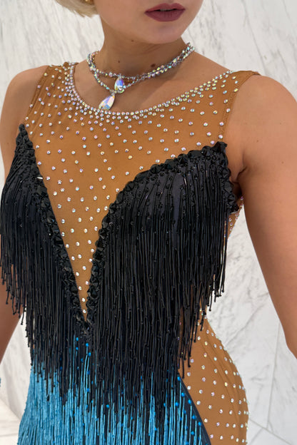 Blue and black colour exclusive competition dress